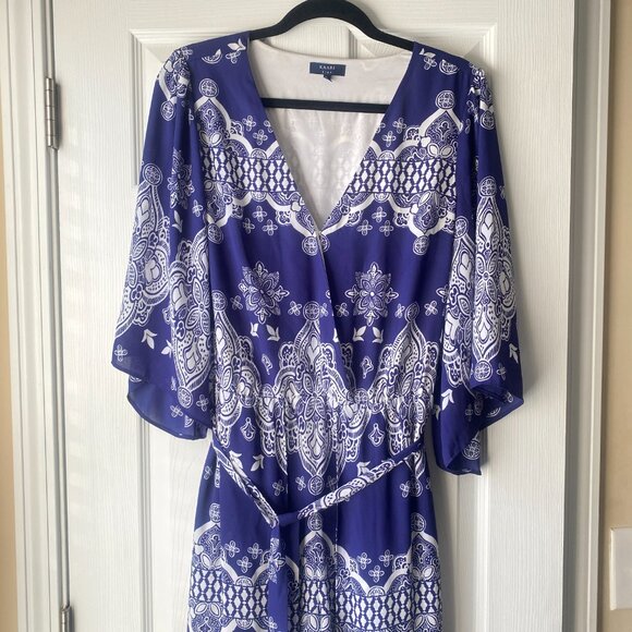 Kaari Blue | Blue and White Maxi Romper Dress - Picture 1 of 7